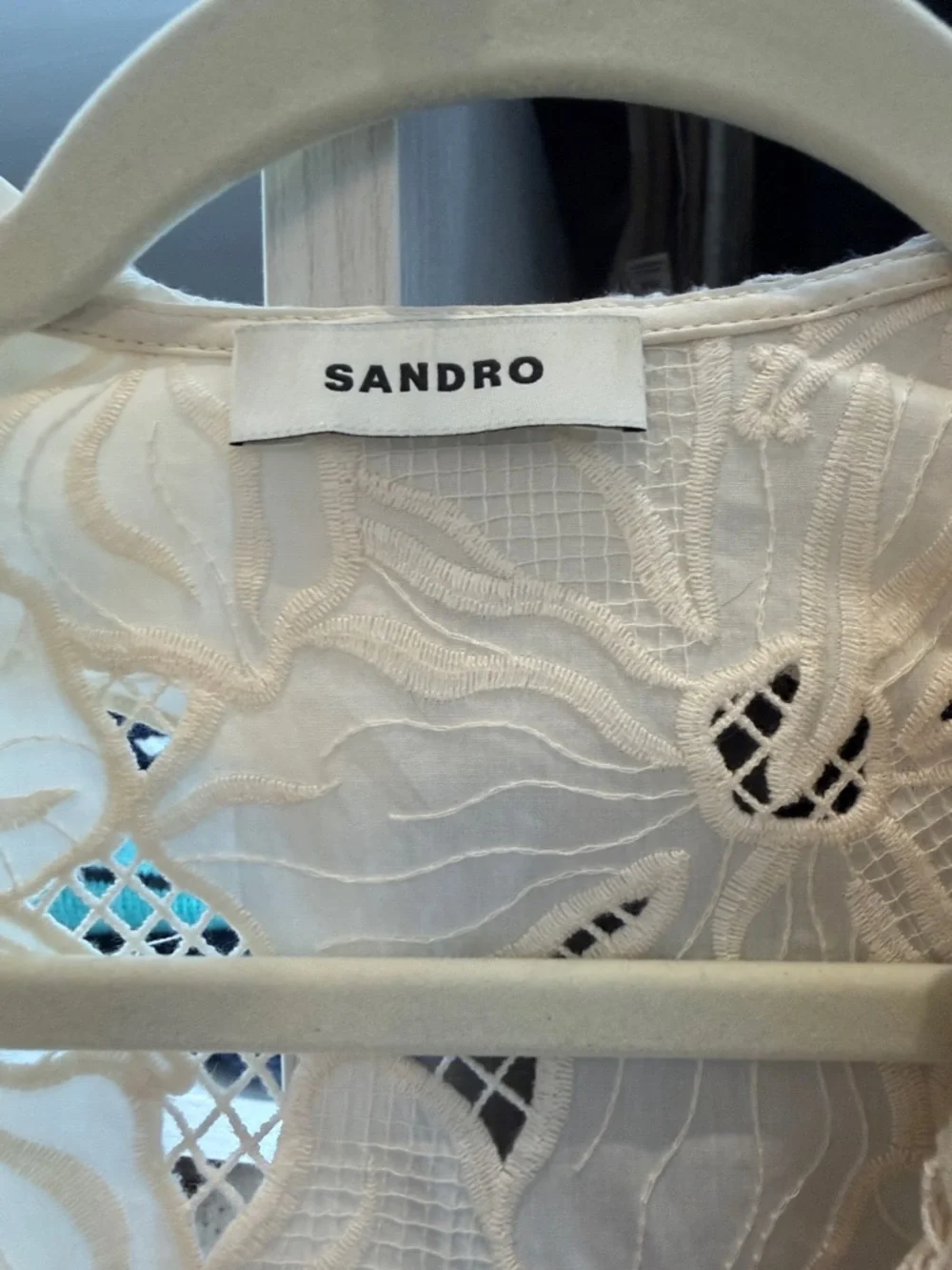 Sandro Cream Lace Ruffle Button-Front Top - Picture 5 of 9